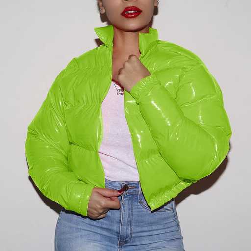 leather bubble goose jacket